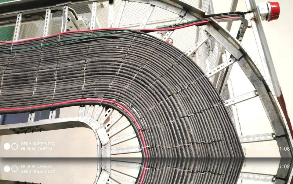 Cable dressing on tray bend - MEP project by Chamunda Electromech
