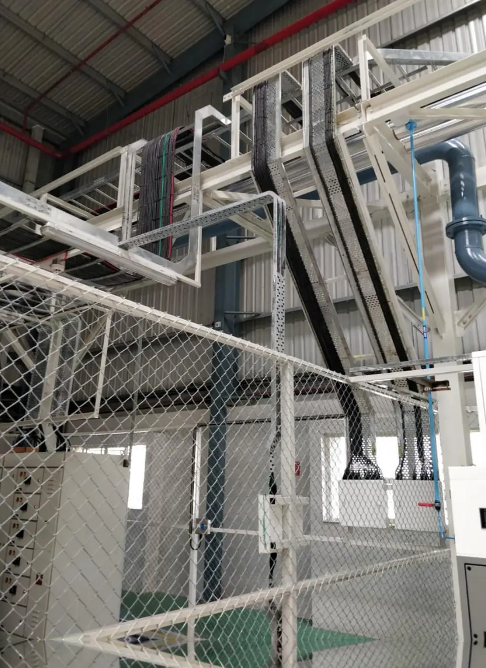 Power cables laid on tray in panel room - MEP project by Chamunda Electromech