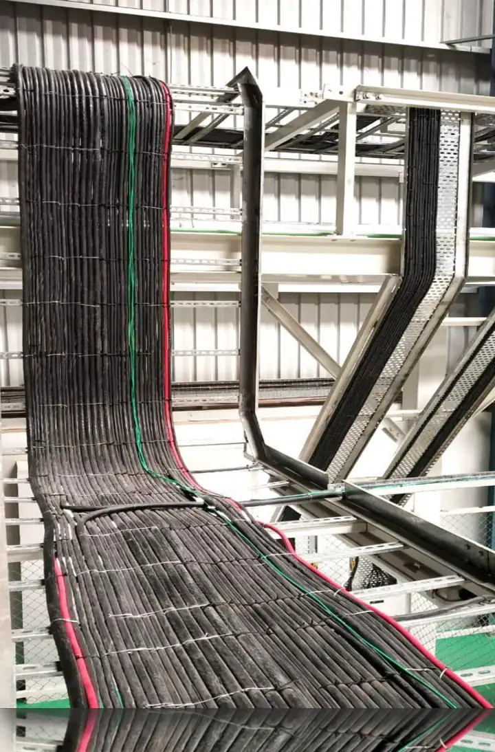 Cable laying on perforated tray - MEP project by Chamunda Electromech