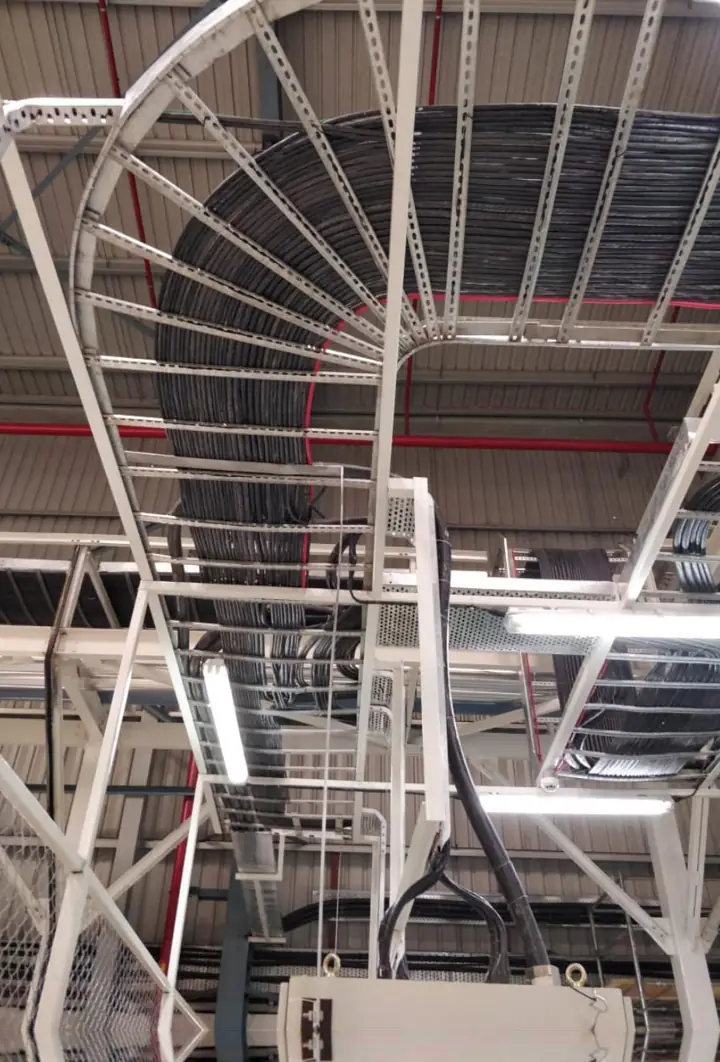 Cable laid on tray with sweeping bends - MEP project by Chamunda Electromech
