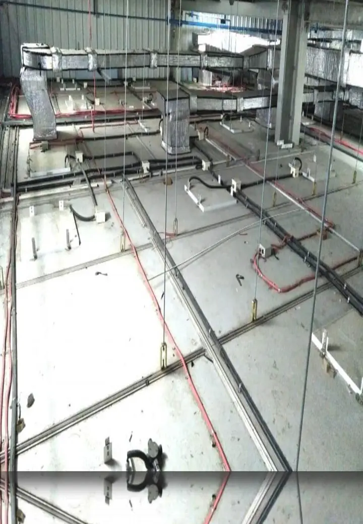 Conduiting with wiring on ceiling grid - MEP project by Chamunda Electromech