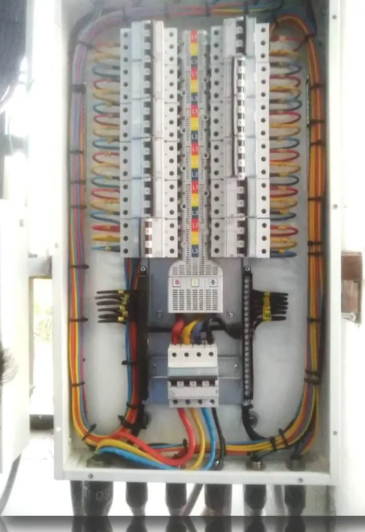 DB dressing with colour-coded wiring - MEP project by Chamunda Electromech