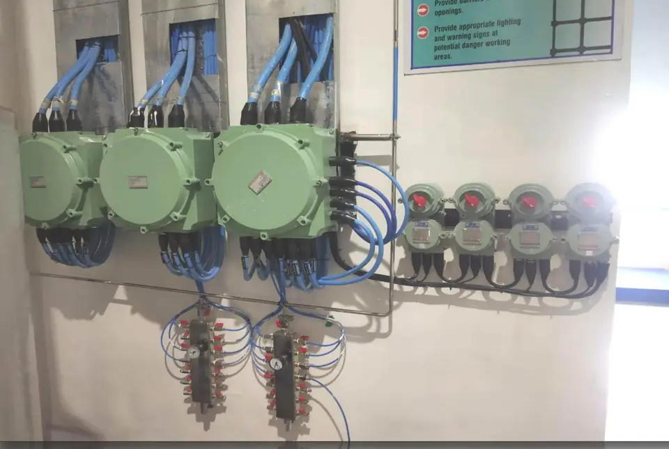 Cable gland termination of FLP junction boxes - MEP project by Chamunda Electromech