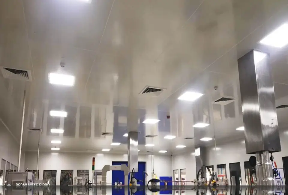 LED light fixtures in production area - MEP project by Chamunda Electromech