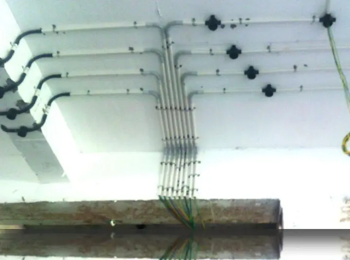 PVC conduit on ceiling - MEP project by Chamunda Electromech