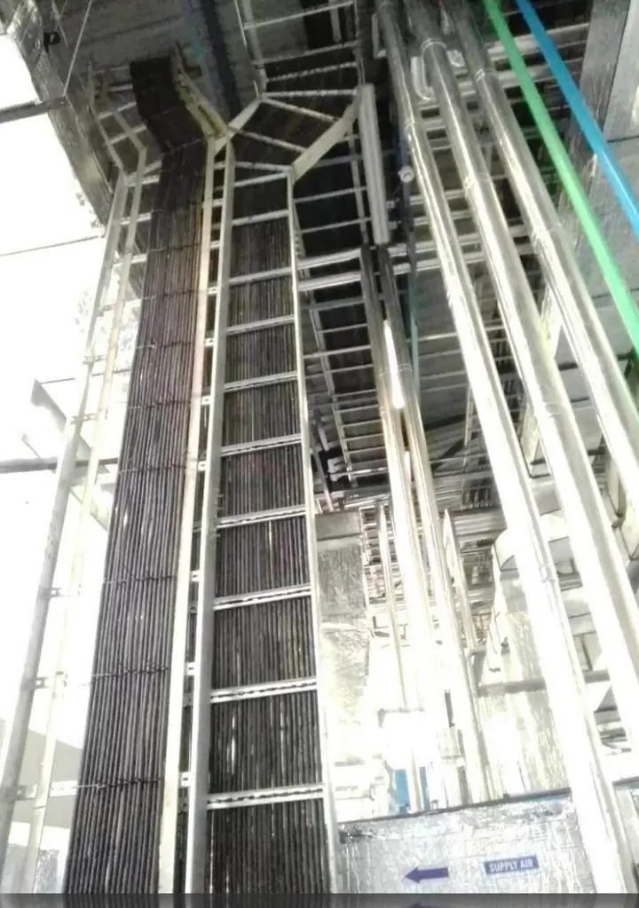 Vertical ladder tray with power cables - MEP project by Chamunda Electromech